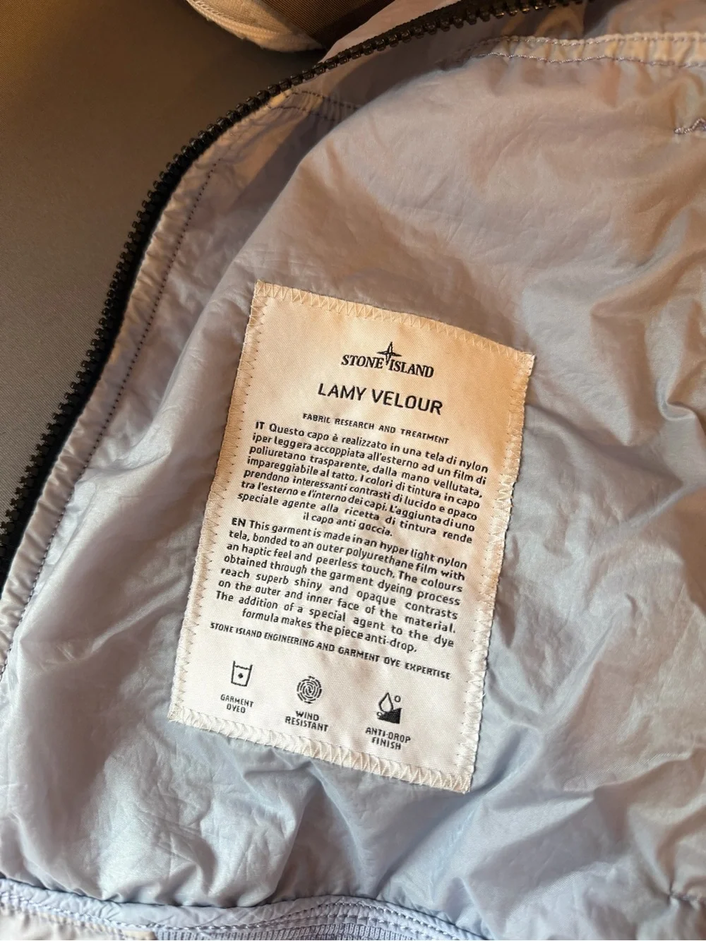 Stone Island Jacket Raincoat Lamy Velour Lilac Size Medium